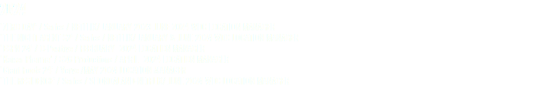 2024 ‘ZERO DAY’ / Series / NETFLIX/ JANUARY 2023-JUNE 2024 WDC LOCATION MANAGER ‘THE NIGHT AGENT S2’ / Series / NETFLIX/ JANUARY & JUNE 2024 WDC LOCATION MANAGER ‘ESPN 24’ / O-Positive / FEBRUARY- 2024 LOCATION MANAGER ‘Kaiser Pharma’ / 626 Productions / APRIL- 2024 LOCATION MANAGER ‘Giant Foods 24’ / Verve /MAY 2024 LOCATION MANAGER ‘THE RESIDENCE’ / Series / SHONDALAND-NETFLIX/ JUNE 2024 WDC LOCATION MANAGER